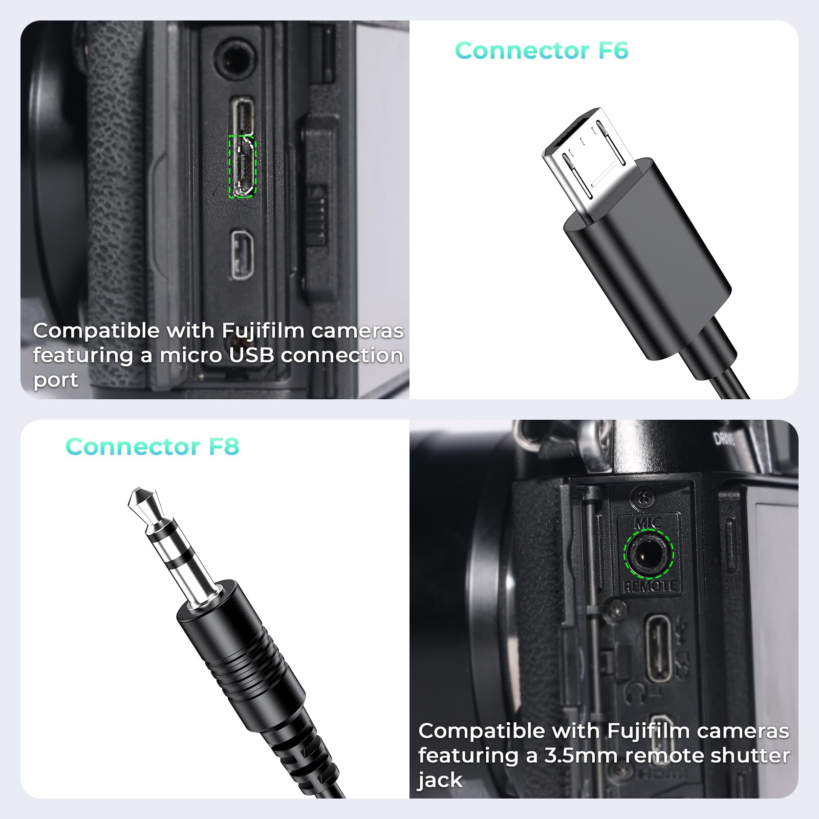 AODELAN - Mando a distancia inalámbrico recargable para cámara Fuji, disparador compatible con Fuji X-S20, X-S10, X-A5, X-T100, X-T50, X-H1, XF10, X-T200, X-E4, GFX 100II, X-M5, GFX100RF, X-E5