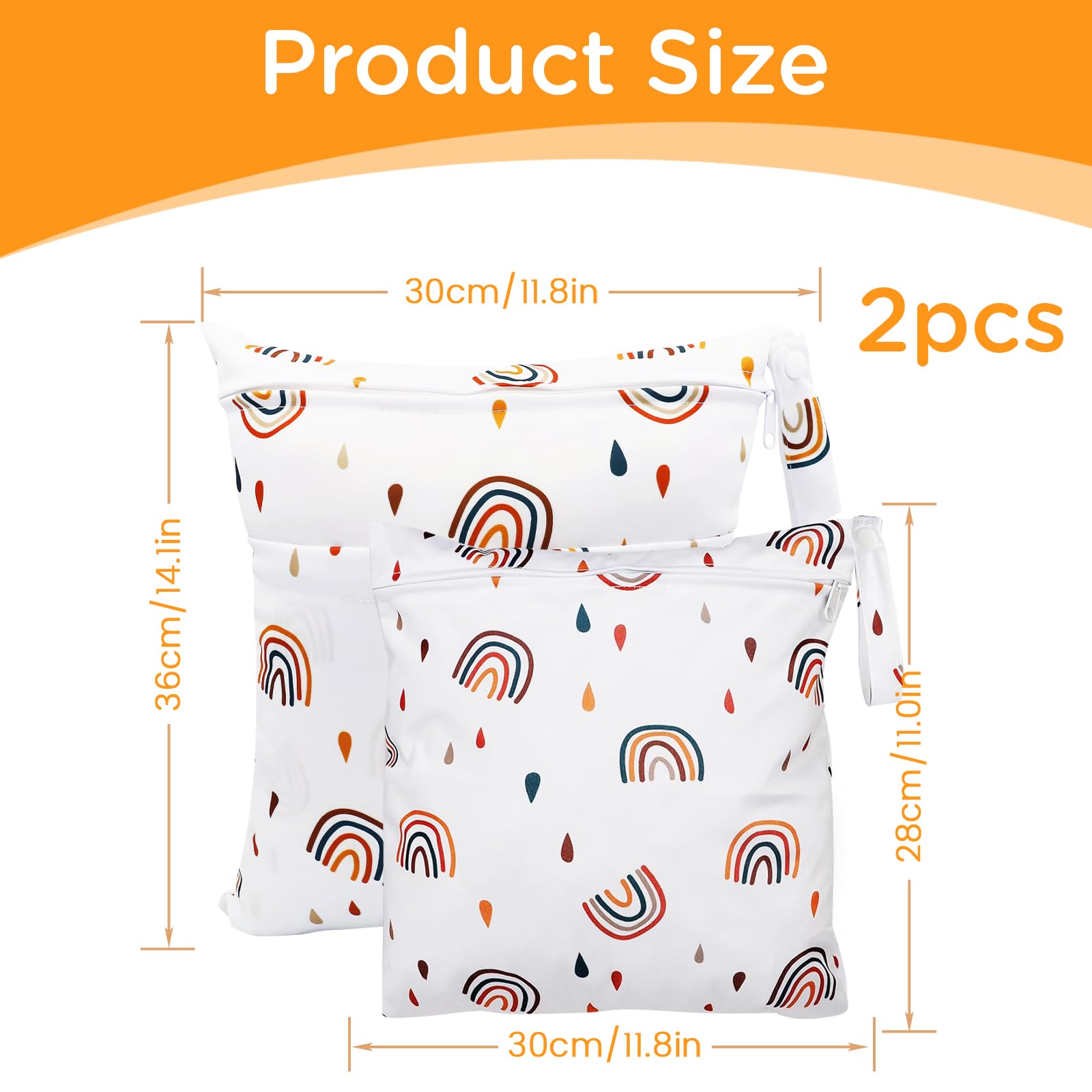 Sac à Couche Imperméable, 2 Pièces Pochette Couche Lavable, Sac de Couche Réutilisable, Wet Dry Bag, Sac à Maillot Mouillé, Sac Humide à Fermeture Éclair, pour Bébé Piscine Garderie Plage