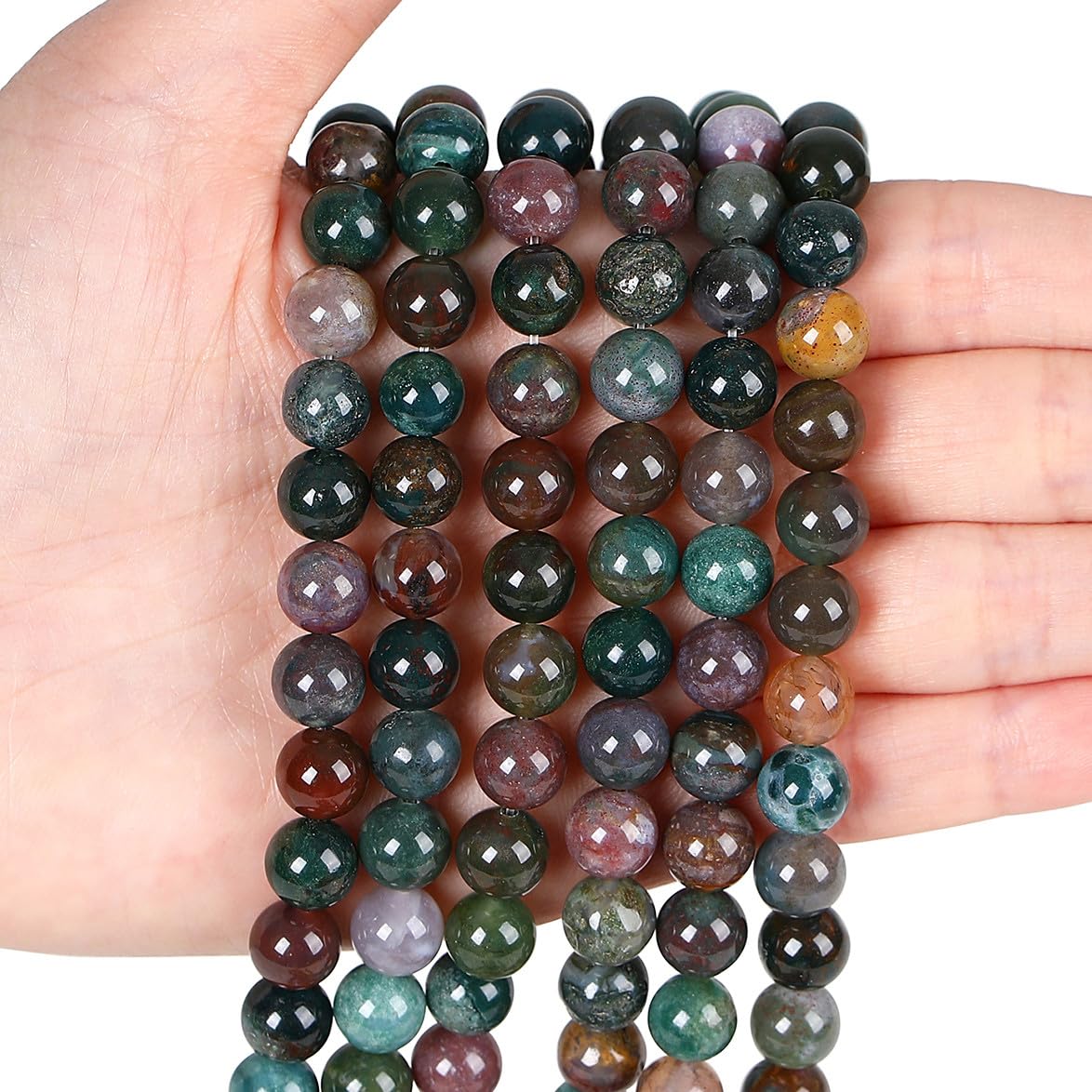 XIANNVXIXIANNVXI 8mm Round Loose Indian Agate Gemstone Beads for Jewelry Making Crystal Beads for Crafting 47 Pcs