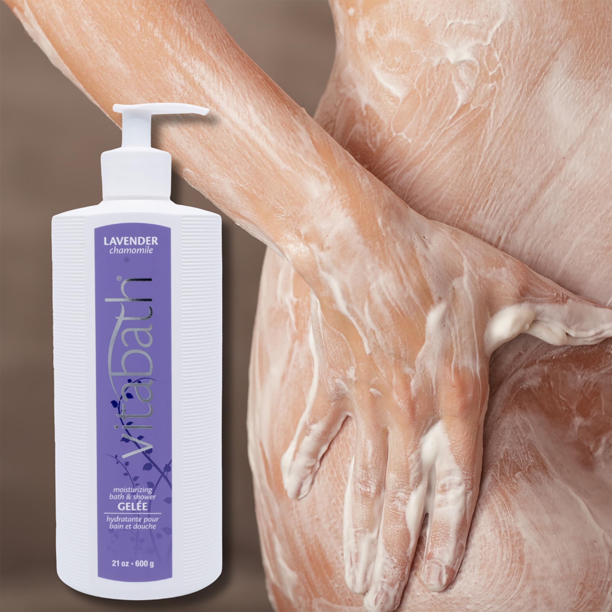 Gel hidratante de manzanilla lavanda para baño y ducha, calmante e hidratante, suavizante botánico de la piel, cuidado de la piel, limpiador corporal y gelee espumoso, 21 onzas 5