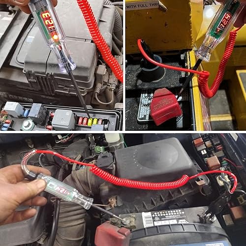 Miniatura 4 de Paquete de 2 luces de prueba automotriz, probador de circuito digital LED, DC 3V-48V Auto Eléctrico Probador Herramienta con Cable de Resorte