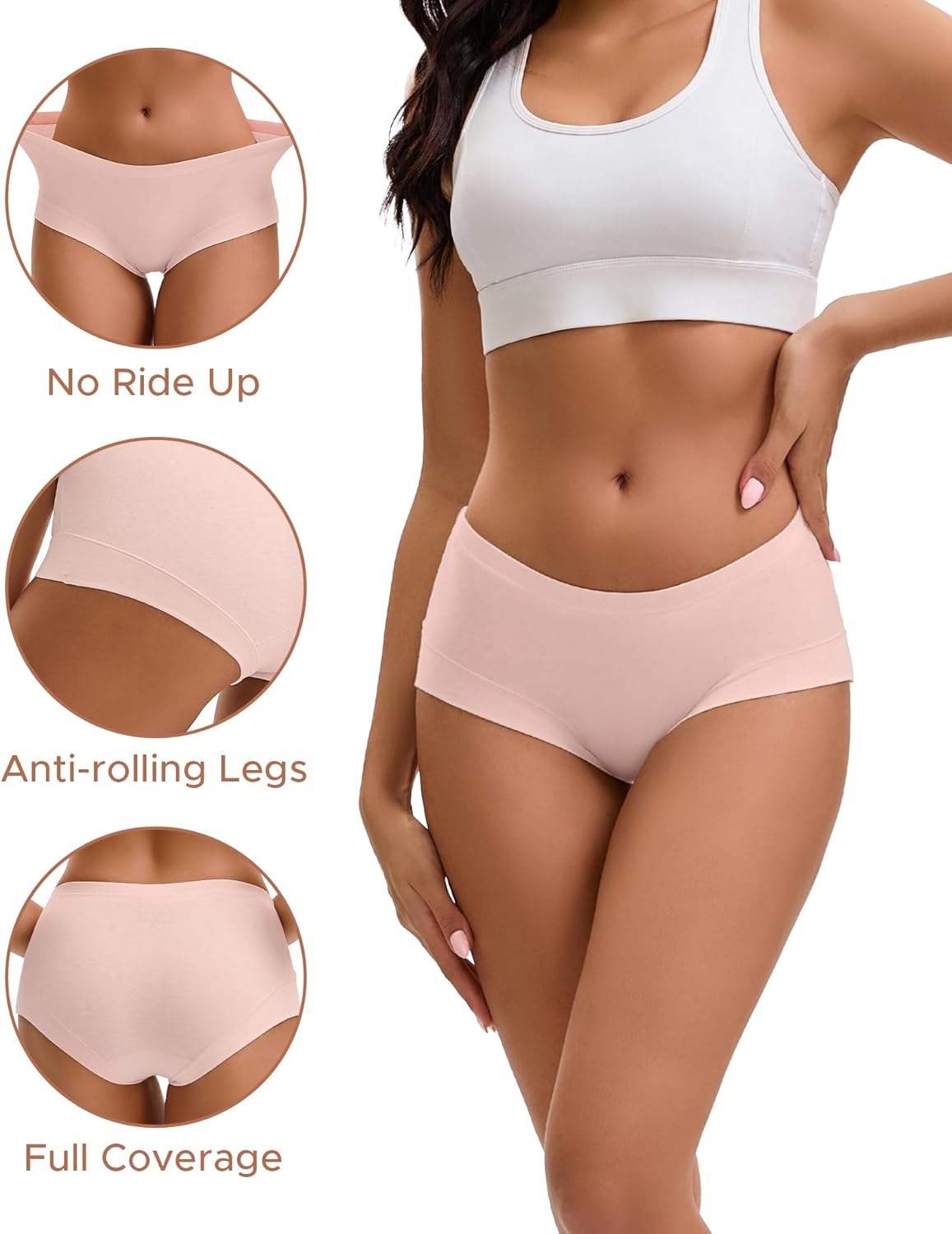 INNERSY Boy Shorts Underwear for Women Cotton Boxer Briefs Breathable Moisture Wicking Boyshorts Panties 4-Pack - Image 4