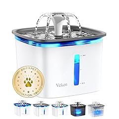 Veken Innovation Award Winner 95oz/2.8L Pet Fountain, Automatic Cat Water Fountain Dog Water Dispenser with Replacement Filters for Cats, Dogs, Multiple Pets (Grey, Plastic)