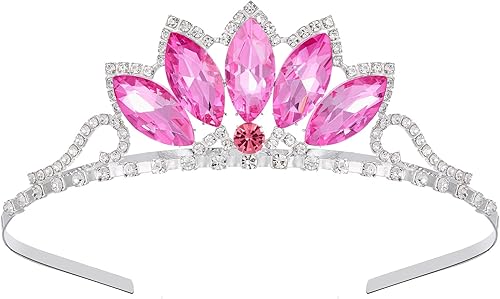 SWEETV Tiara de princesa para niñas pequeñas, corona de cumpleaños, diadema para niñas, diadema de cristal, accesorios para el cabello