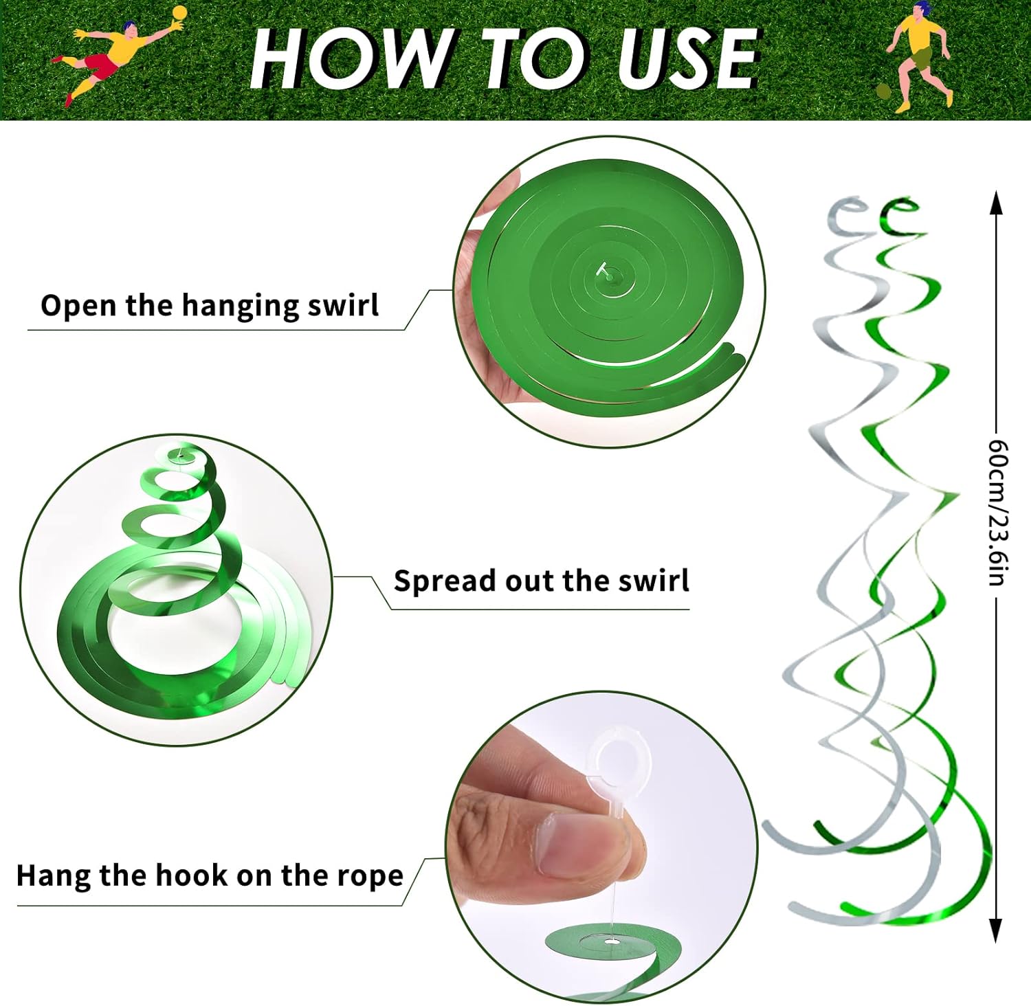 AhfuLife 28 Pcs Soccer Hanging Swirl for World Cup Decorations 2026 Soccer Party Decorations, Soccer Birthday Party Decorations Gifts for Olympic Party Birthday Decorations