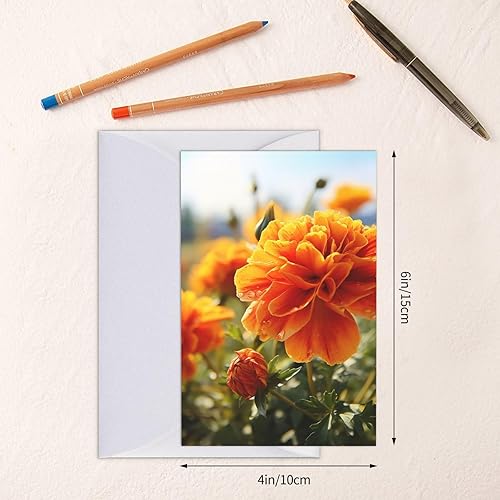 Miniatura 2 de CSGJMYGS Tarjetas de felicitación de flores de caléndula con sobres, tarjetas de agradecimiento con sobres, tarjeta de feliz cumpleaños, 4 x 6