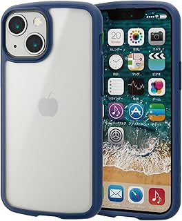 エレコム iPhone 13 mini/ハイブリッドケース/シルキークリア/ネイビー