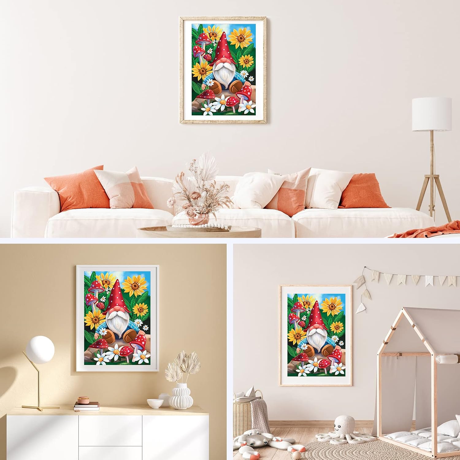 NAIMOER Diamond Painting Kit Gnomo Con Fiori – 35x35 Cm, Completo Di Tela, Diamanti Rotondi, Strumenti – Pittura 5D Fai Da Te Per Adulti E Bambini – Decorazione Casa, Regalo San Valentino
