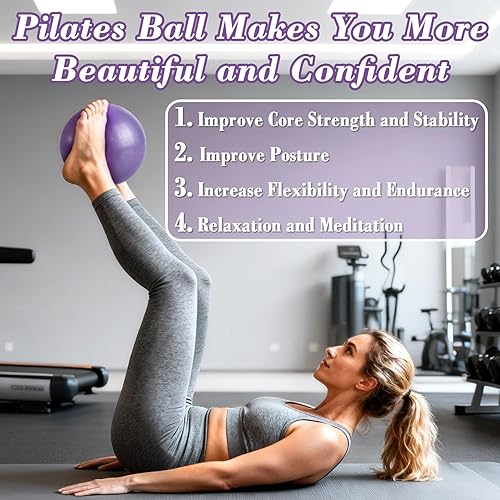 Miniatura 4 de Pelota de ejercicio pequeña de 4 piezas, pelota de pilates de 9 pulgadas, pelota de yoga pequeña para estabilidad, terapia física, fitness, fuerza