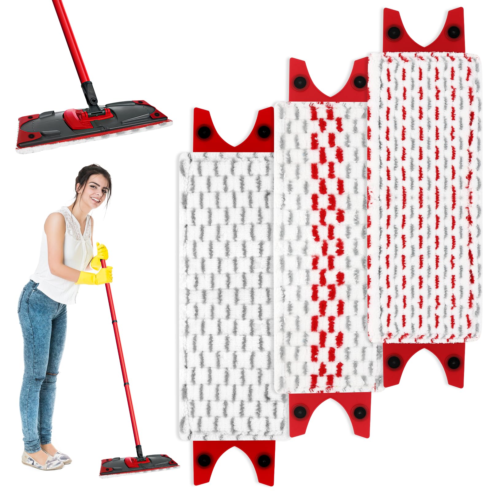 3 Recharges Microfibre Pour Serpillière Ultramax - 13 X 45.5 Cm - Lavable Machine - Pour Tous Sols