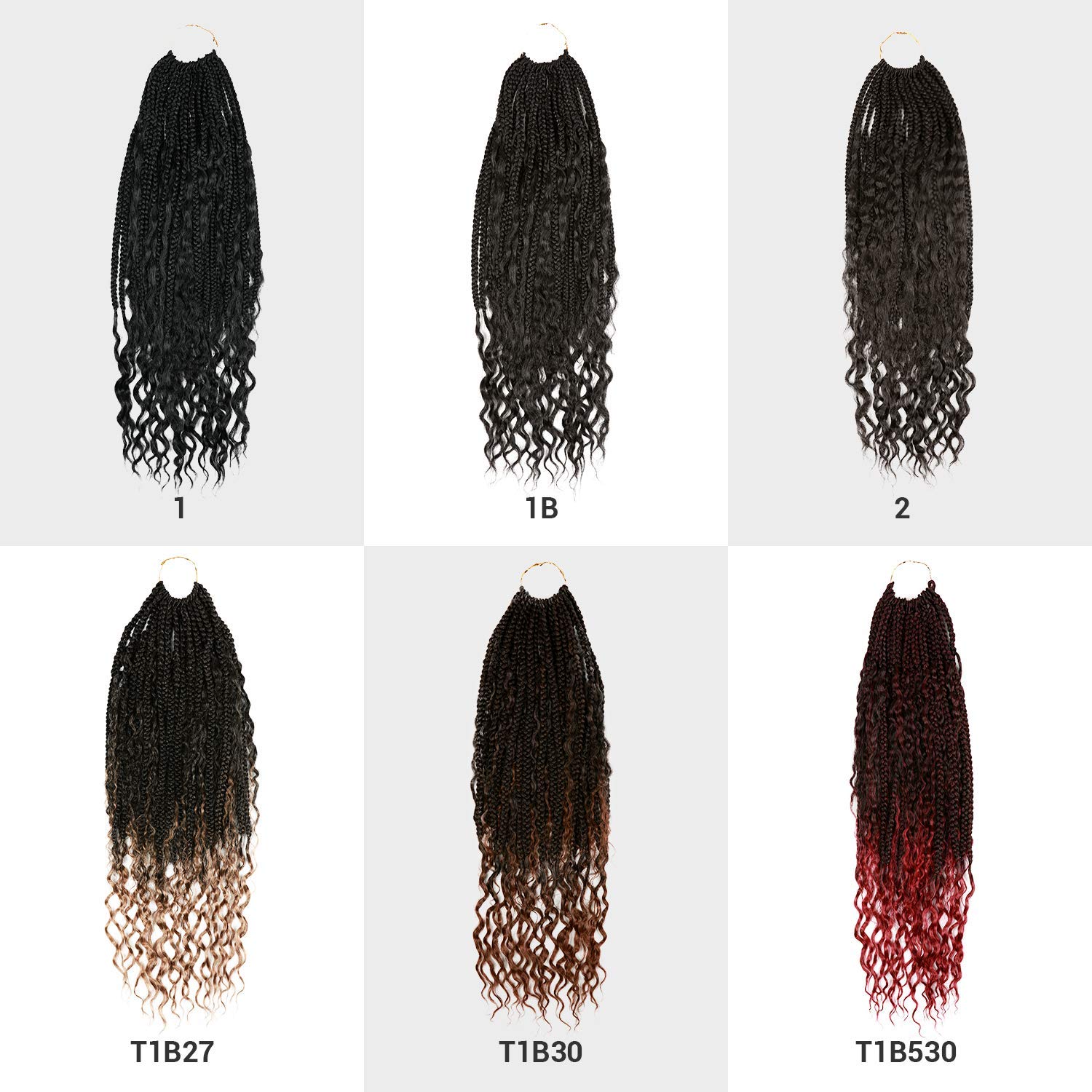 AU-THEN-TIC 24 Inch Boho Goddess Box Braids, Curly Ends, 5 Pack (120 Strands), Crochet Hair Extensions for Hippie Locs and Bohemian Styles, (1B, Off Black)
