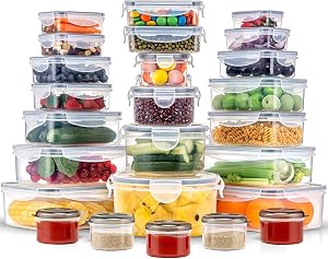 Pure Future 50-Piece Food Storage Containers Set (25-Pack) - Includes 2x JUMBO 2.5L (84oz) & 2x 1.5L Large Bins, Airtight Plastic Meal Prep Lunch Boxes with Lids, Microwave/Freezer Safe, BPA Free
