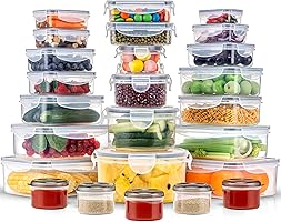 Pure Future Lot de 50 grandes boîtes hermétiques avec couverclessans BPAempilables et passent au micro-ondespour...