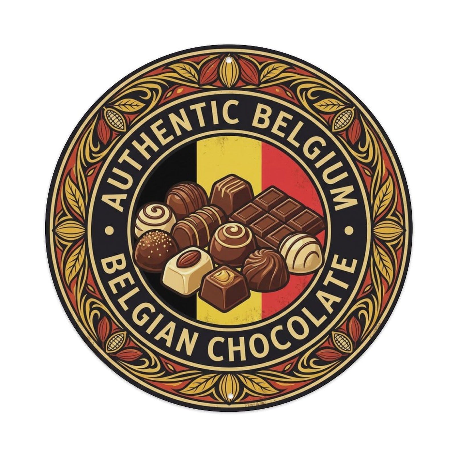 Olhnbad Style Belgium Travel Chocolate Confection Dessert Cuisine Metal Tin Sign