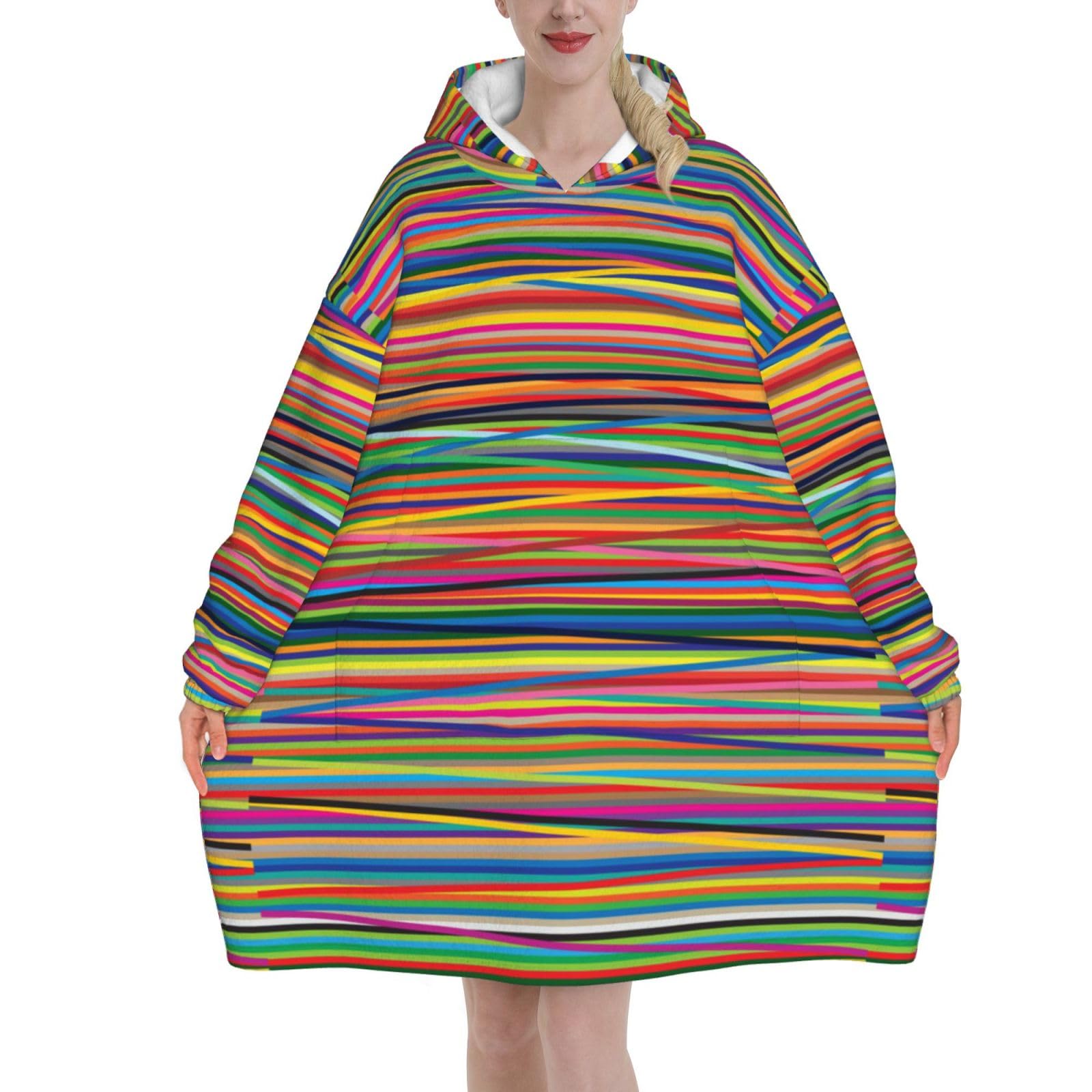 Sweat à capuche couverture en flanelle douce avec poches et manches - 8