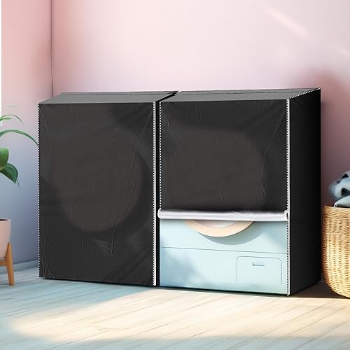 Miniatura 6 de Paquete de 2 fundas impermeables para lavadora y secadora, para lavadora y secadora de carga superior y frontal, diseño de cremallera, fundas para