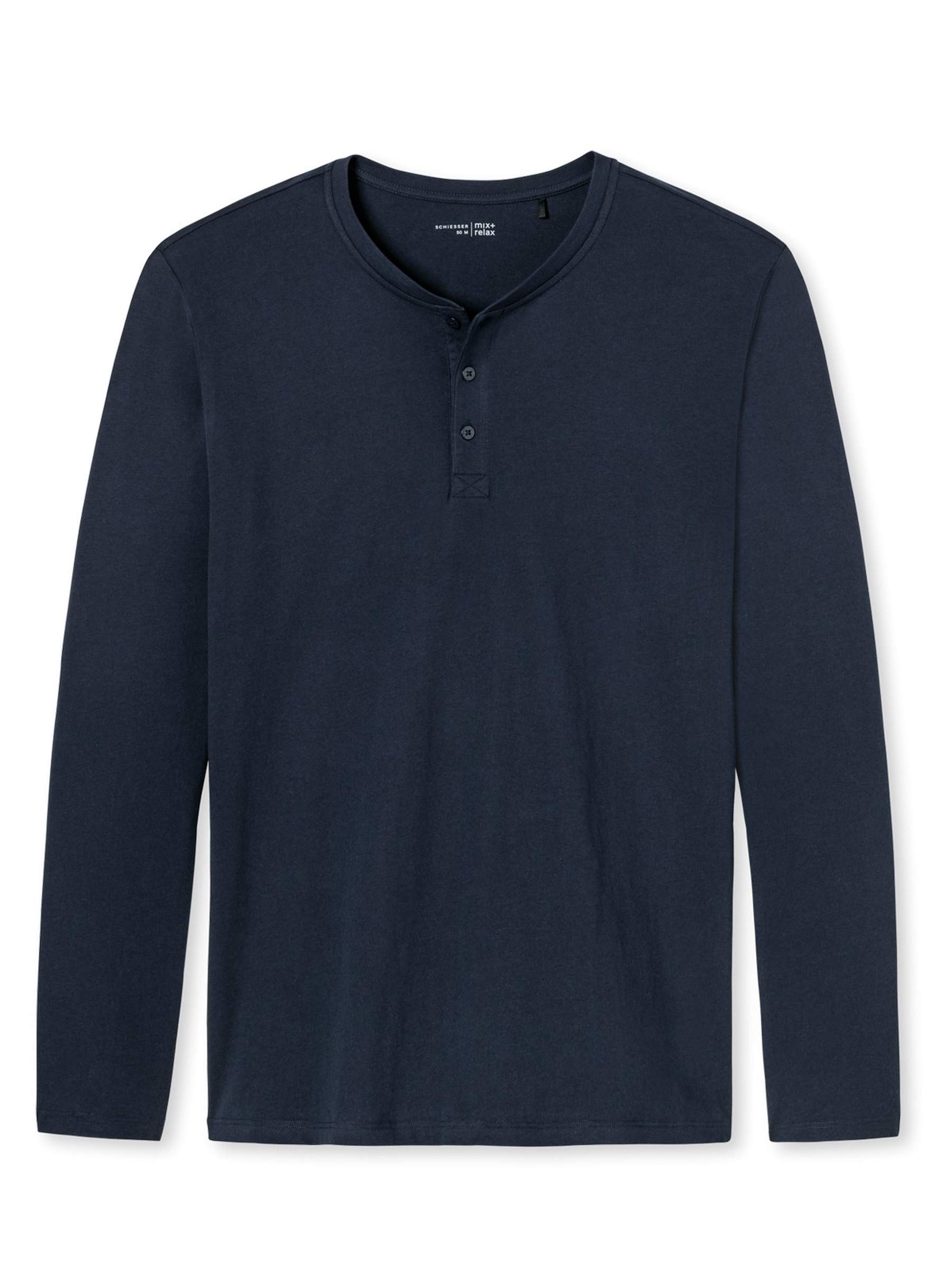 Schiesser Górna część piżamy Mężczyźni Mix & Relax Langarmshirt Knopfleiste