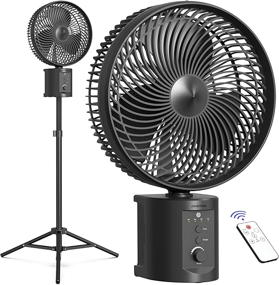 20000mAh Oscillating Rechargeable Fan w/Remote, Lasts 50