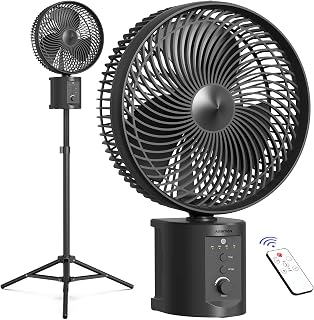10" Portable Pedestal Fan, 10000mAh Rechargeable Table Fan with 7 Speeds, Oscillating Standing Fan with Timer for Bedroom, Office, Camping