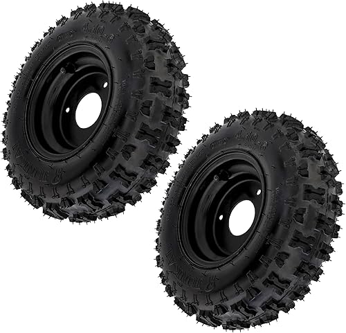 Paquete de 2 neumáticos sin cámara 4.10-6 con llantas de 6 pulgadas para Go Kart, ATV, Quad, Mini Bike, Scooter, Drift Trike, Cortacésped, Tractor
