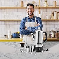 Vista 8 de VEVOR Cafetera Eléctrica de 12 Tazas con Percolador, Cafetera de Acero Inoxidable 304 con Función de Mantenimiento en Calor y Mango Resistente al