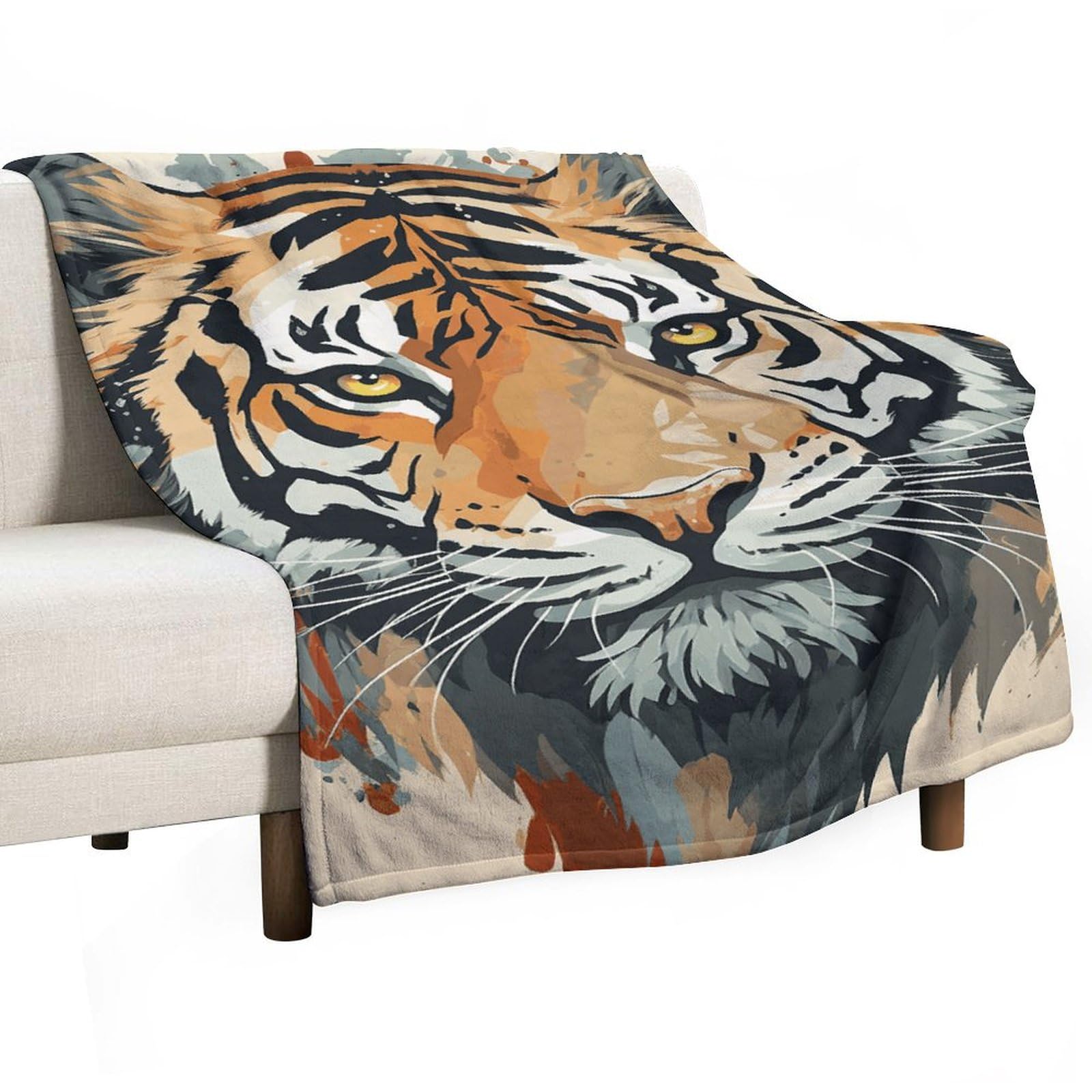 Couverture flanelle tigre cadeau année du tigre plaid doux pour lit