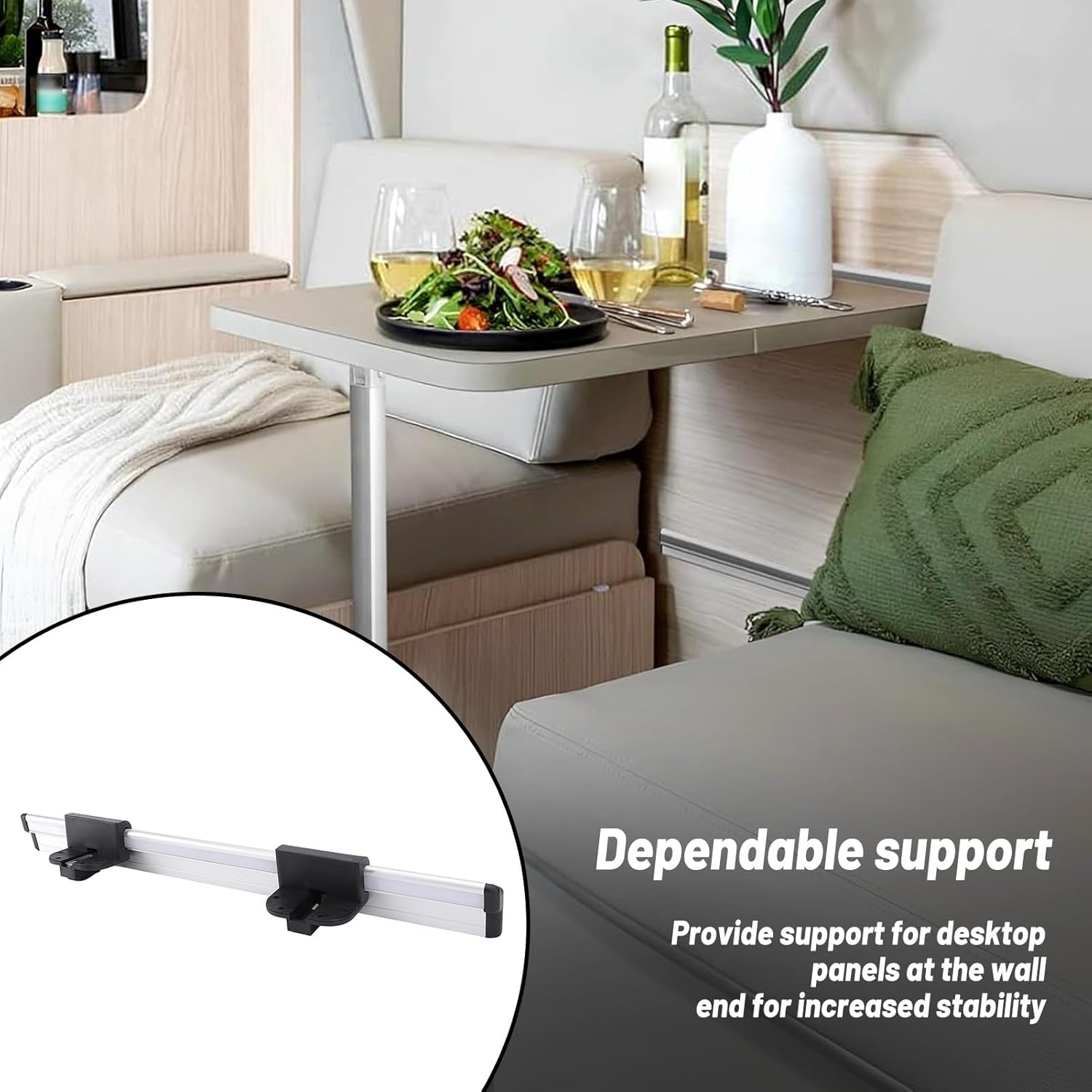 Focket RV Table Rail, 500mm Aluminum Alloy Wall Mount Table Support with Anodized Finish, for RV Motorhome Trailer Boat Yacht Indoor Balcony
