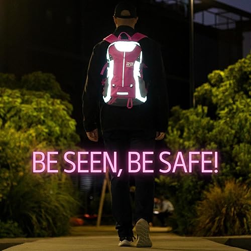 Miniatura 2 de Mochila reflectante RIDERBAG. Mochilas que te mantienen seguro día y noche. Alta visibilidad, viajero, mochila de motocicleta., Rosado, 35L, Portátil