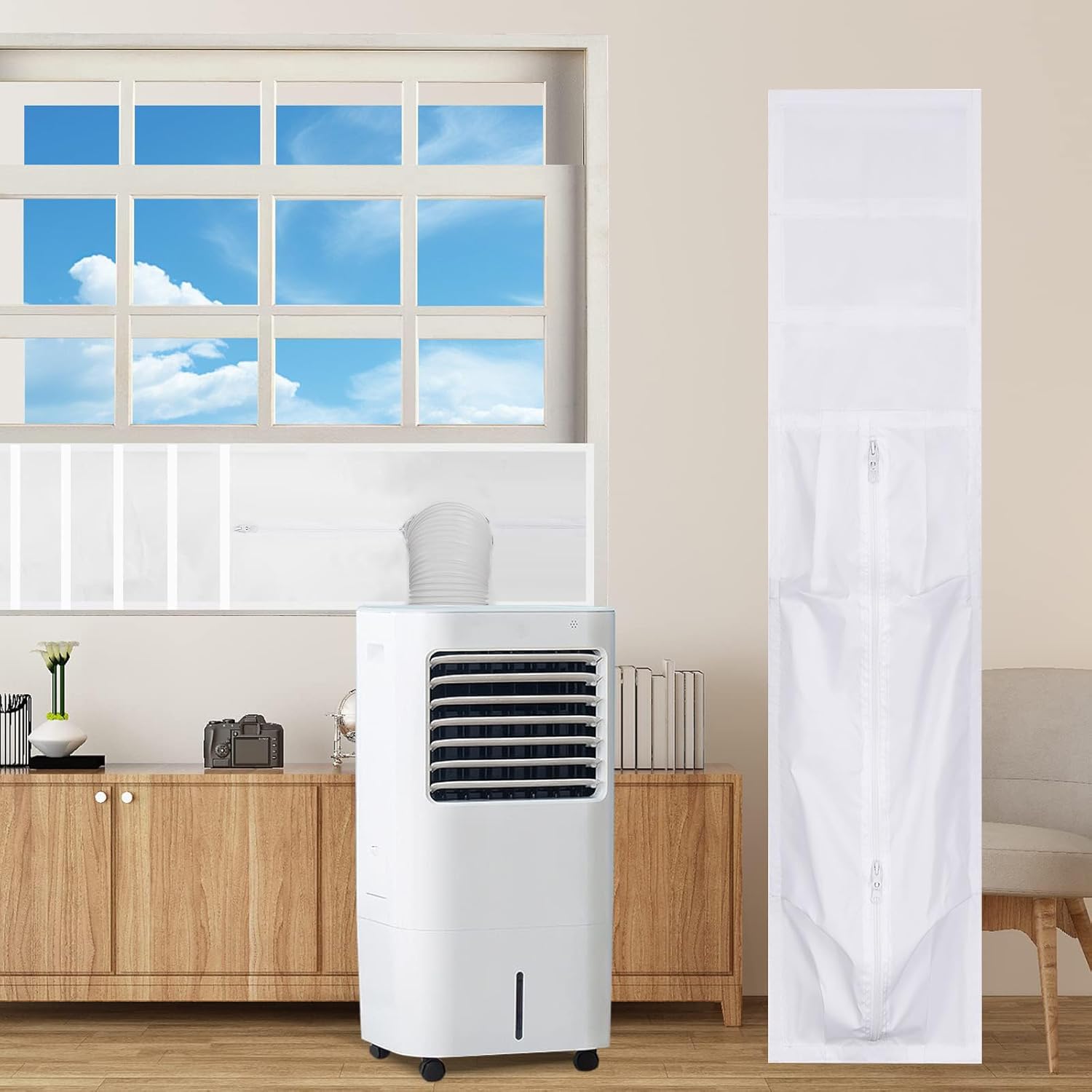 Window Seal Kit for Portable Air Conditioner 14''x24''~36', 100% Sealing Effect Sliding Window AC Seal for Vertical or Horizontal Windows, Portable Air Conditioner Tumbler Dryer 35x92CM