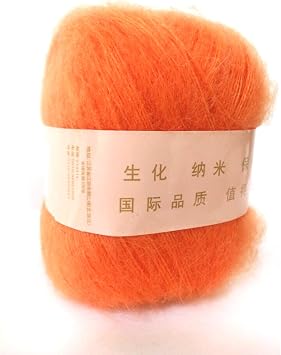Premium Mohair Cashmere Wool Knitting Yarn - 50g One Skein,Orange,Perfect for Sweaters, Hats, and Scarves