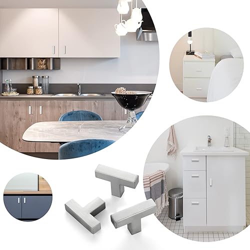 Vista 20 de Ravinte Paquete de 3 pomos cuadrados negros para gabinete, tiradores cuadrados de 2 pulgadas, color negro mate, manijas de gabinete de cocina de un