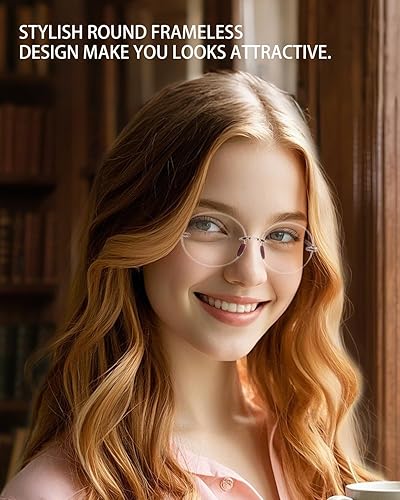 Miniatura 5 de TERAISE Gafas de lectura sin montura para mujer, paquete de 3 lentes de lectura con bloqueo de luz azul, lector ultraligero sin marco