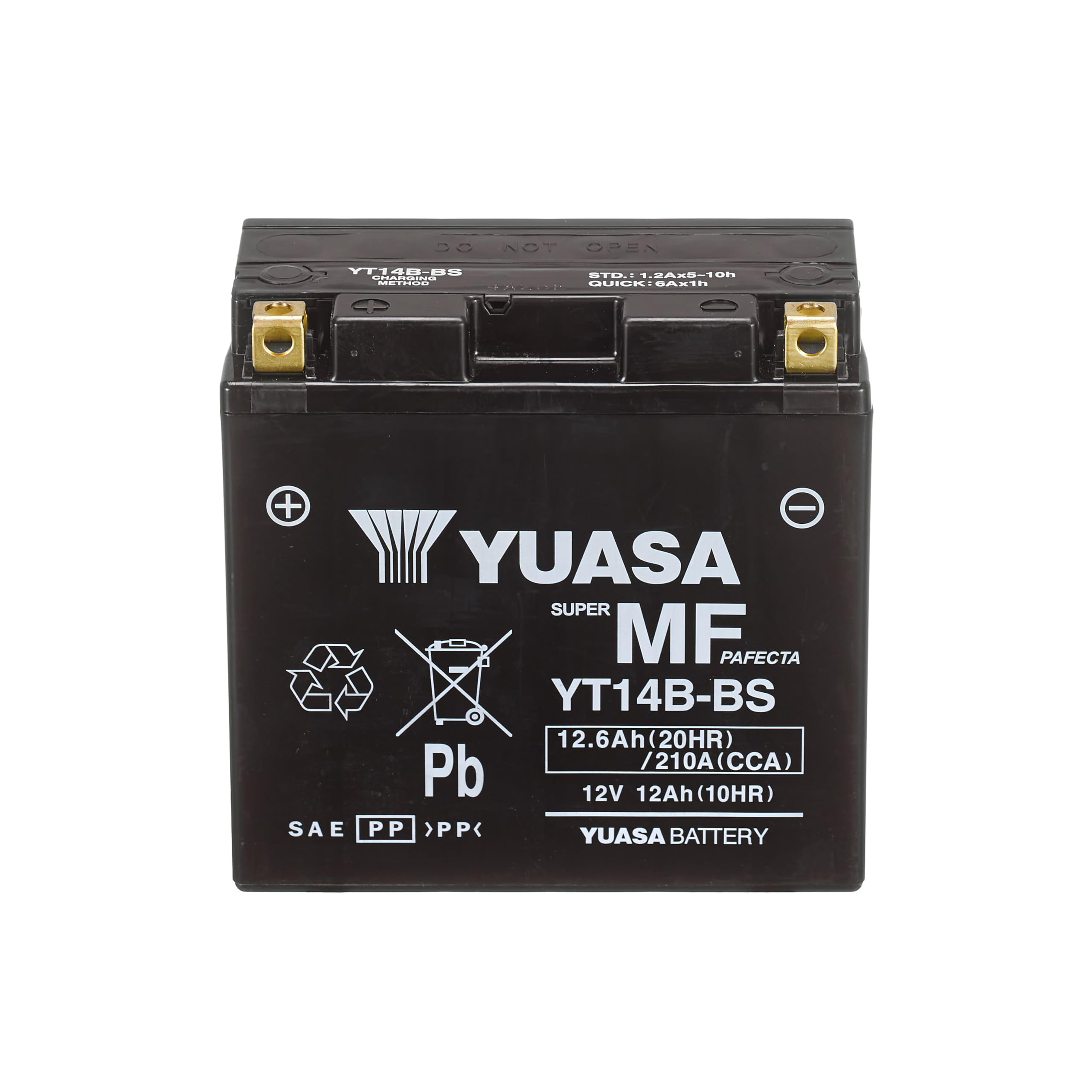Yuasa YT14B 12V 210 CCA Powersport wartungsfreie AGM VRLA-Motorradbatterie | Wartungsfrei, Robust, Zuverlässige Leistung, Lange Lebensdauer