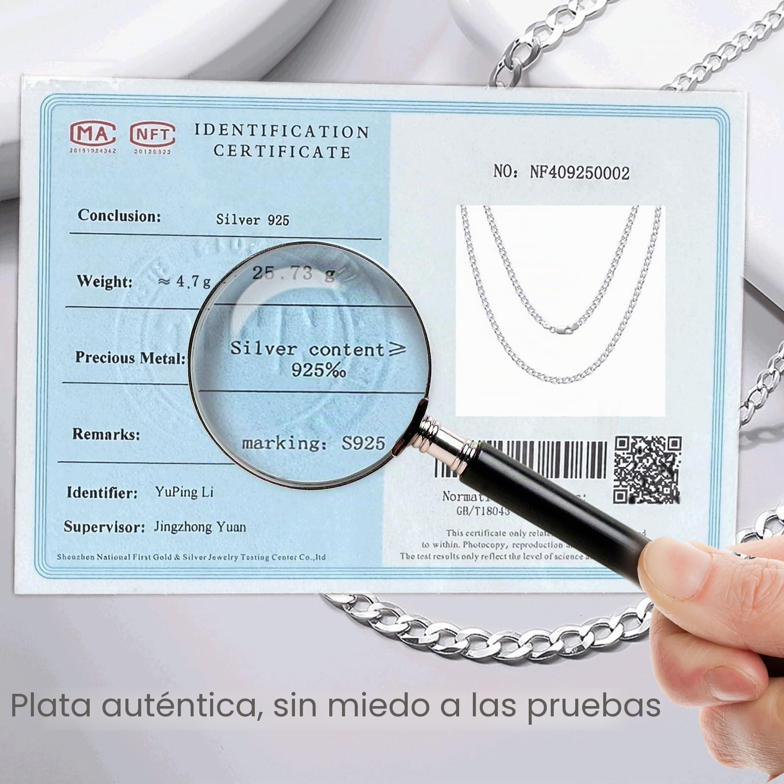 Cadena de plata de ley 925 para hombre y mujer, 2/3/4 mm de ancho, sin colgante, superplana, cadena de plata real