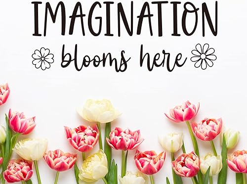 Miniatura 4 de Imagination Blooms Here - Calcomanía de pared de vinilo inspiradora para niños sala de juegos decoración de aula