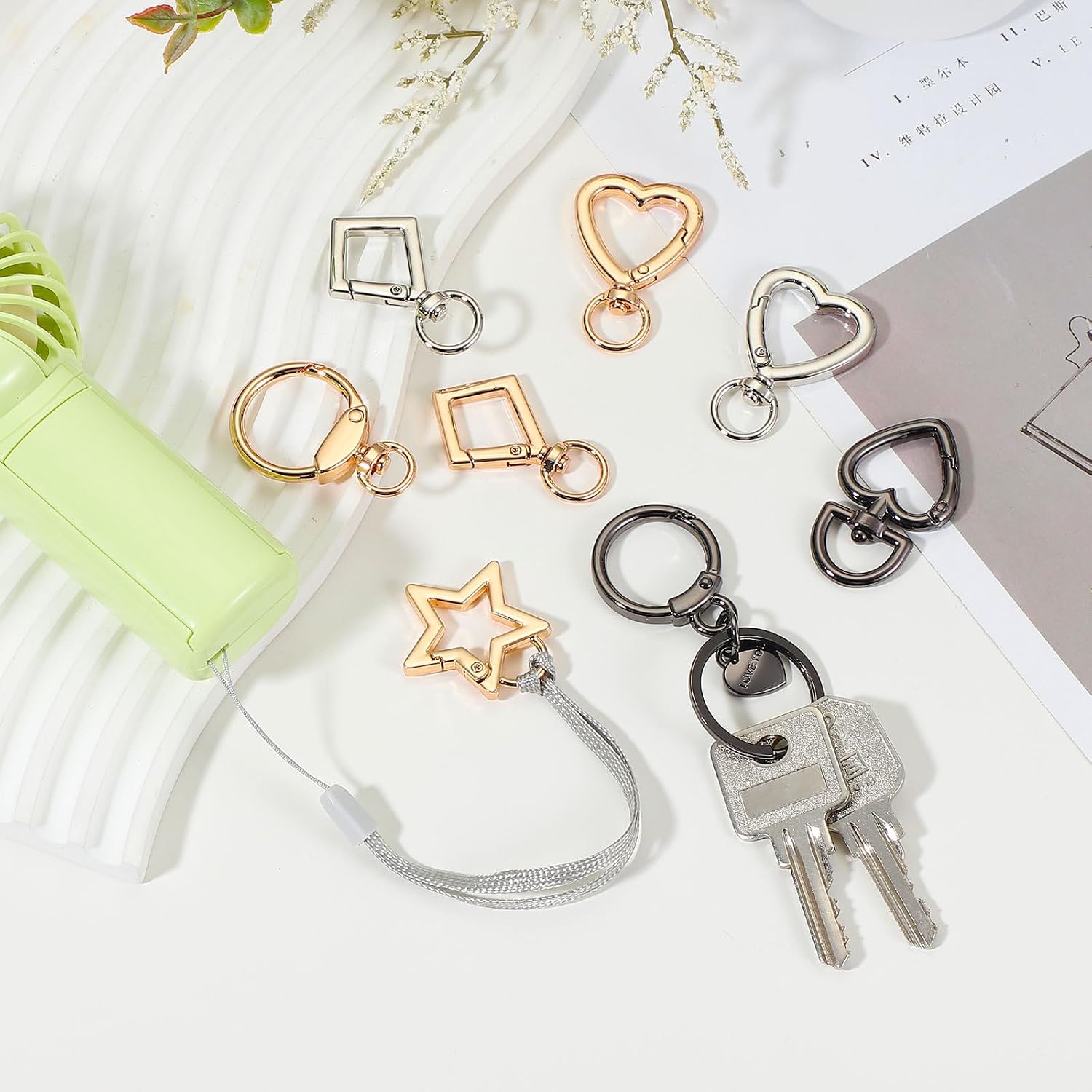 PATIKIL Little Heart Keychain Clip, Little Heart Swivel Key Ring Snap Hook Clip Zinc Alloy Trigger Spring Buckle