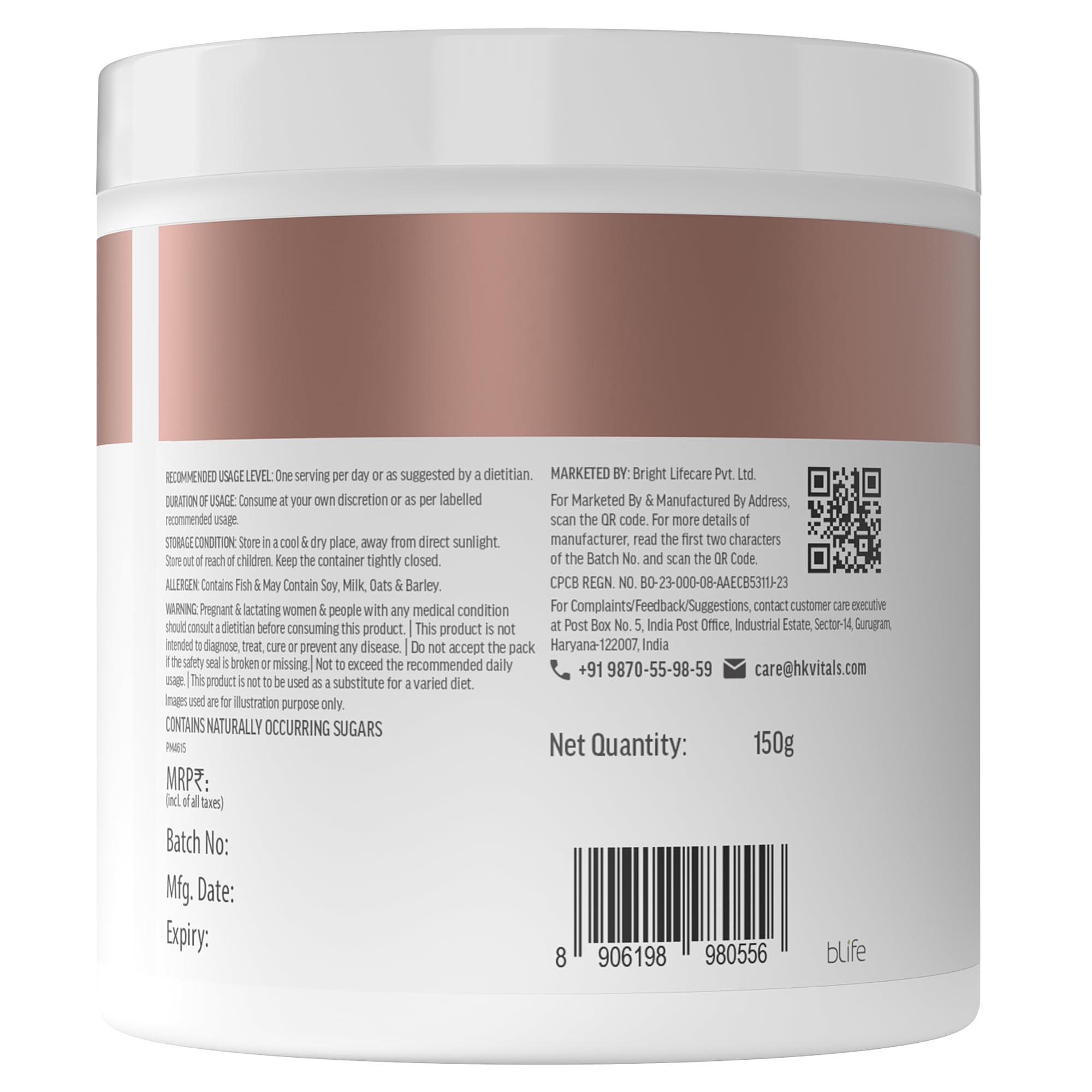 hk vitals Skin Radiance Marine Collagen Supplement Powder, Unflavoured,150g — Amazon image 7