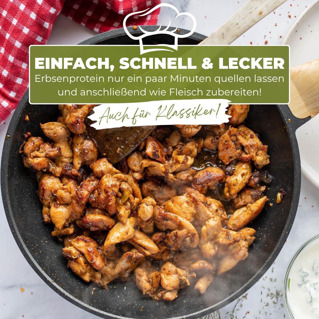 YAKEBA/BIO Veggi-Schnetzel / 1000g / Aus Erbsen- & Ackerbohnenprotein/Europäischer Anbau/Fleischersatz/proteinreich & glutenfrei/Erbsen Schnetzel