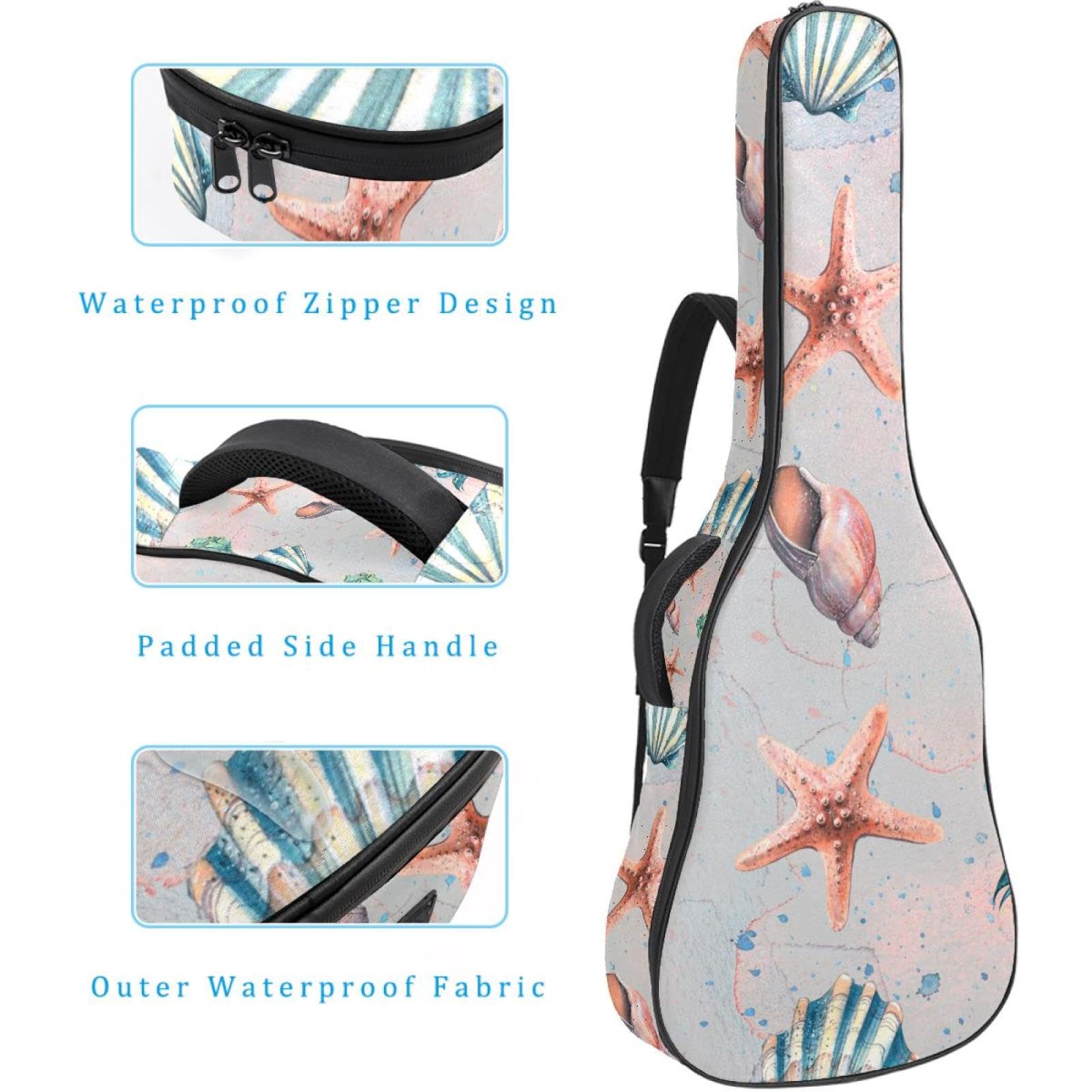 Torba na gitarę akustyczną Wodoodporny plecak na gitarę Gruba miękka wyściełana skorupa Klasyczna obudowa na gitarę, wielobarwny, 42.9x16.9x4.7 in, Organizer do torby