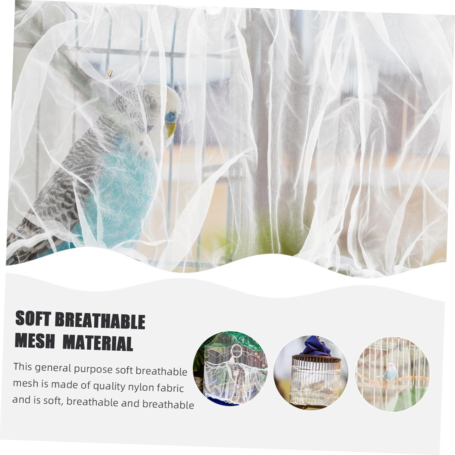 Balacoo Birdcage Cover Net Mesh Bird Cage Cover for Easy Cleaning Windproof and Air Circulation Suitable for Various Bird Cages