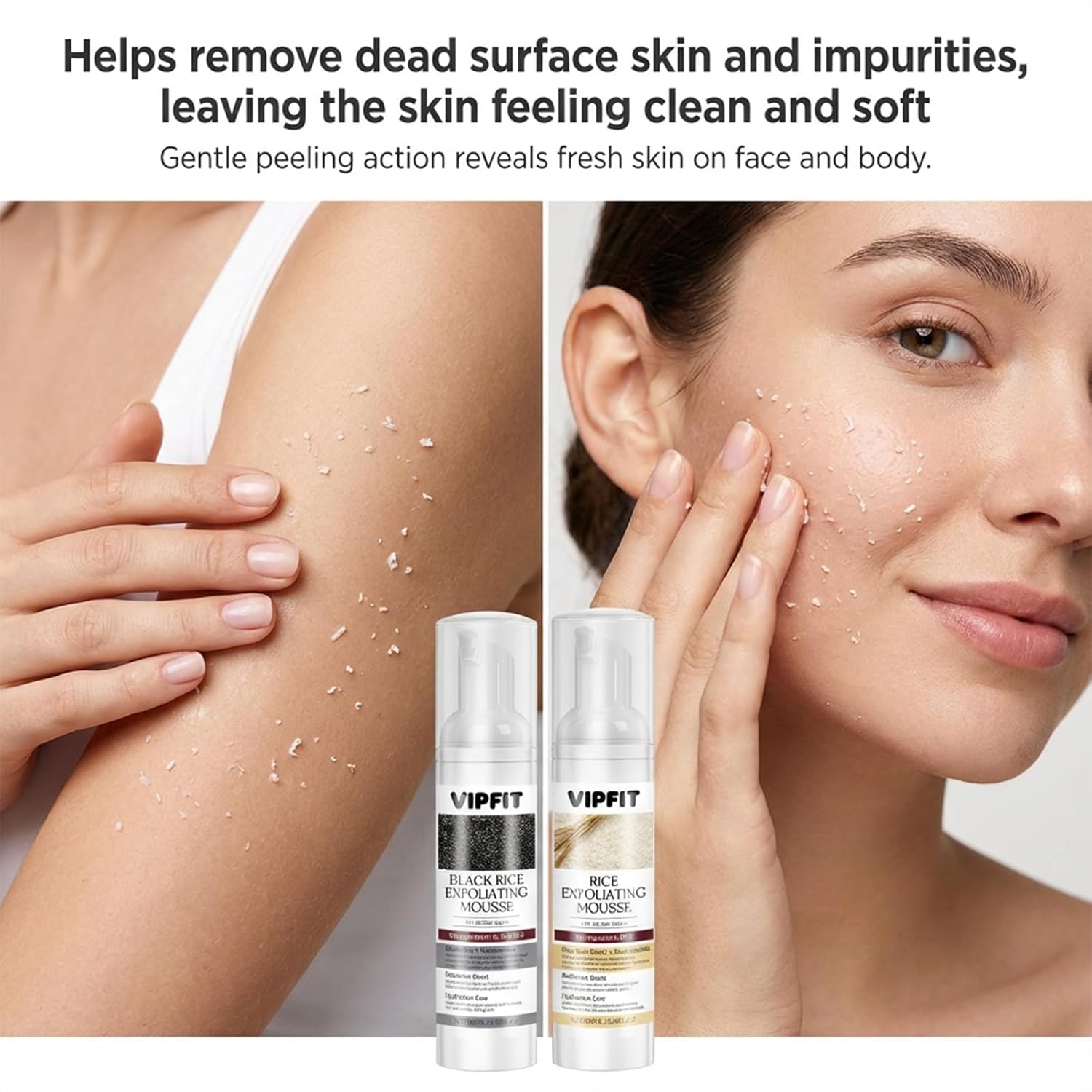 Black Rice Exfoliating Mousse – Foaming Skin Renewal Cleanser with Black Rice Extract, Niacinamide & Hyaluronic Acid, Face & Body Care, 100ml - Image 2