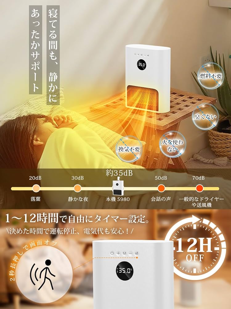 Amazon | ヒーター 壁掛け 【人感センサー付き・ECOモード・2秒速暖