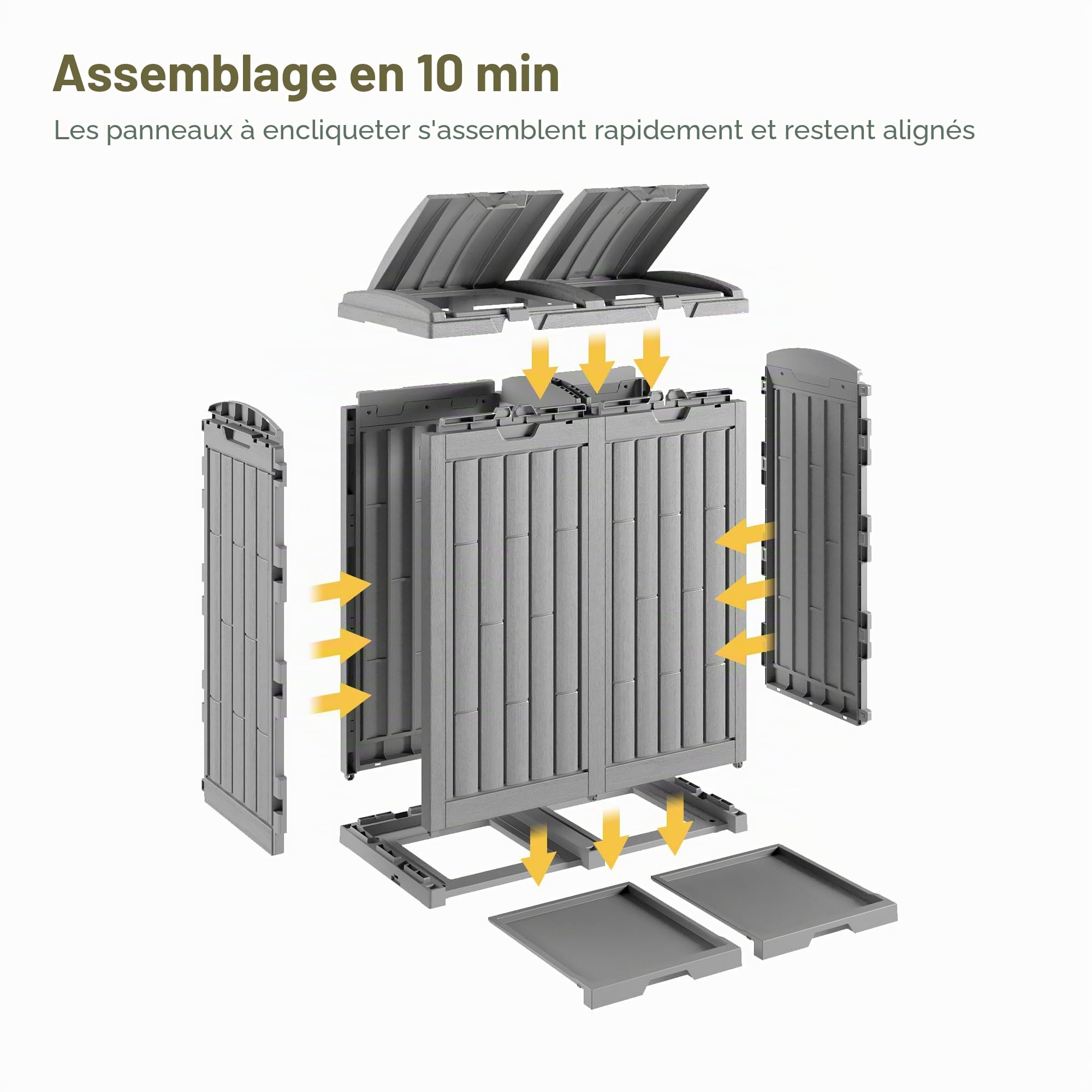 EAST OAK Poubelle d'extérieur de 280 litres | Poubelle en résine imperméable avec Couvercle à étages et Plateau d'égouttement | Poubelle extérieure pour terrasse | Cuisine, arrière-Cour et terrasse |