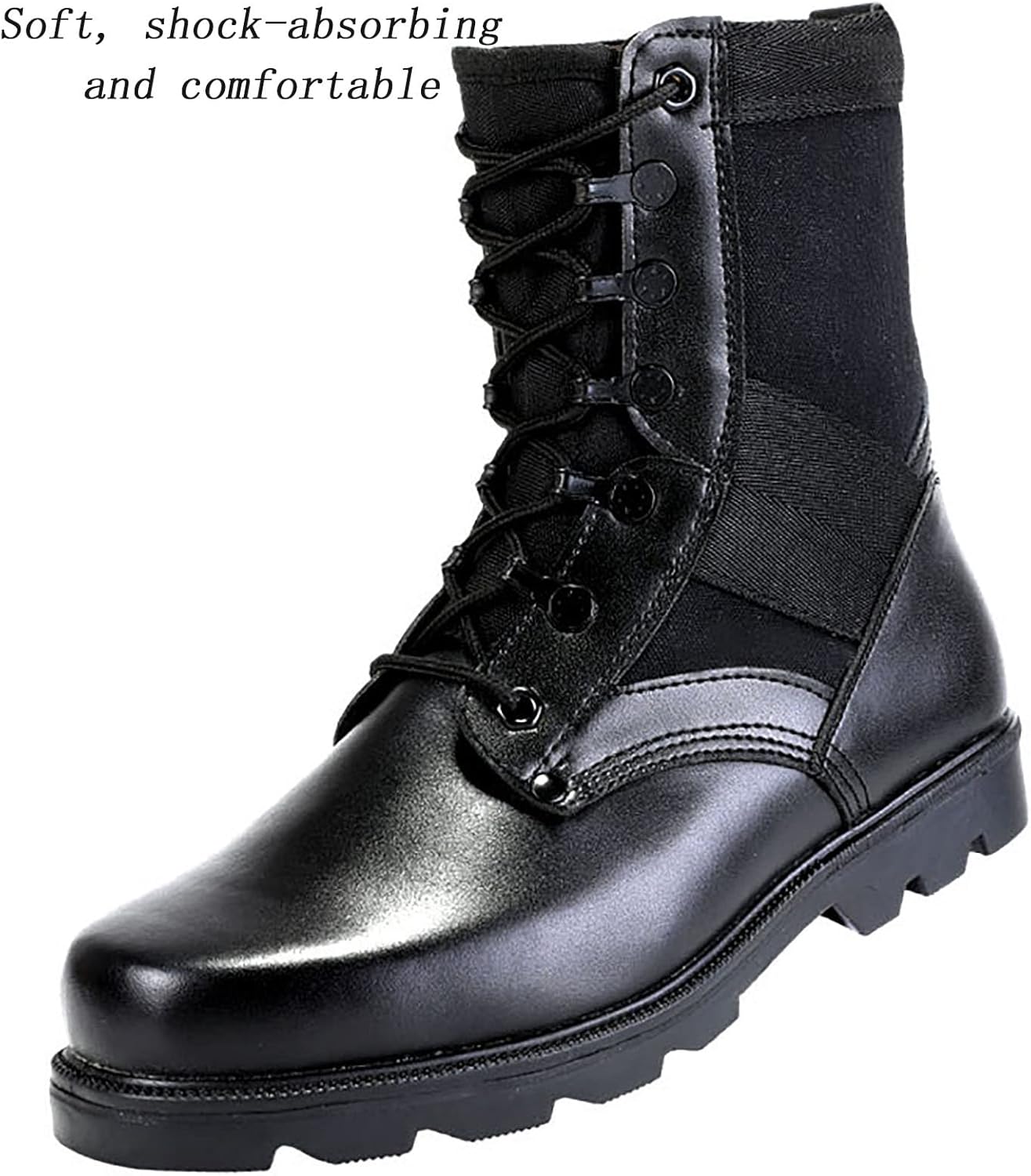 CLSQLXYJZC Summer Ultralight Combat Boots for Men, Lightweight Durable Rubber Sole Military Work and Desert Boots, Outdoor Waterproof Breathable Hiking Shoes