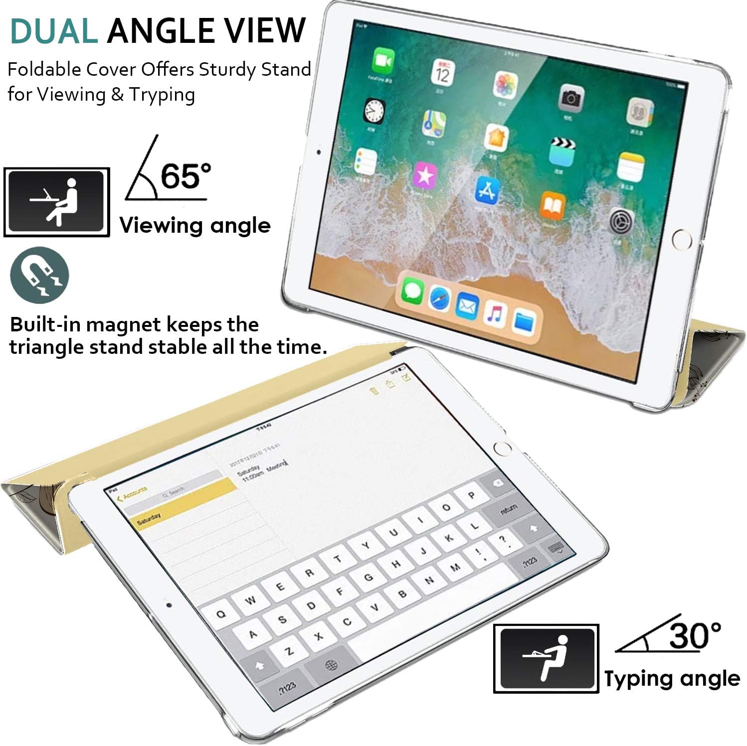 DuraSafe Cases iPad 10.5 Air 3rd Generation [ Air 3 2019 ] MV172LL/A MV162LL/A MV152LL/A MUUT2LL/A MUUR2LL/A MUUQ2LL/A Trifold Printed PC Lightweight Protective Clear Back Cover - Watercolor Flowers