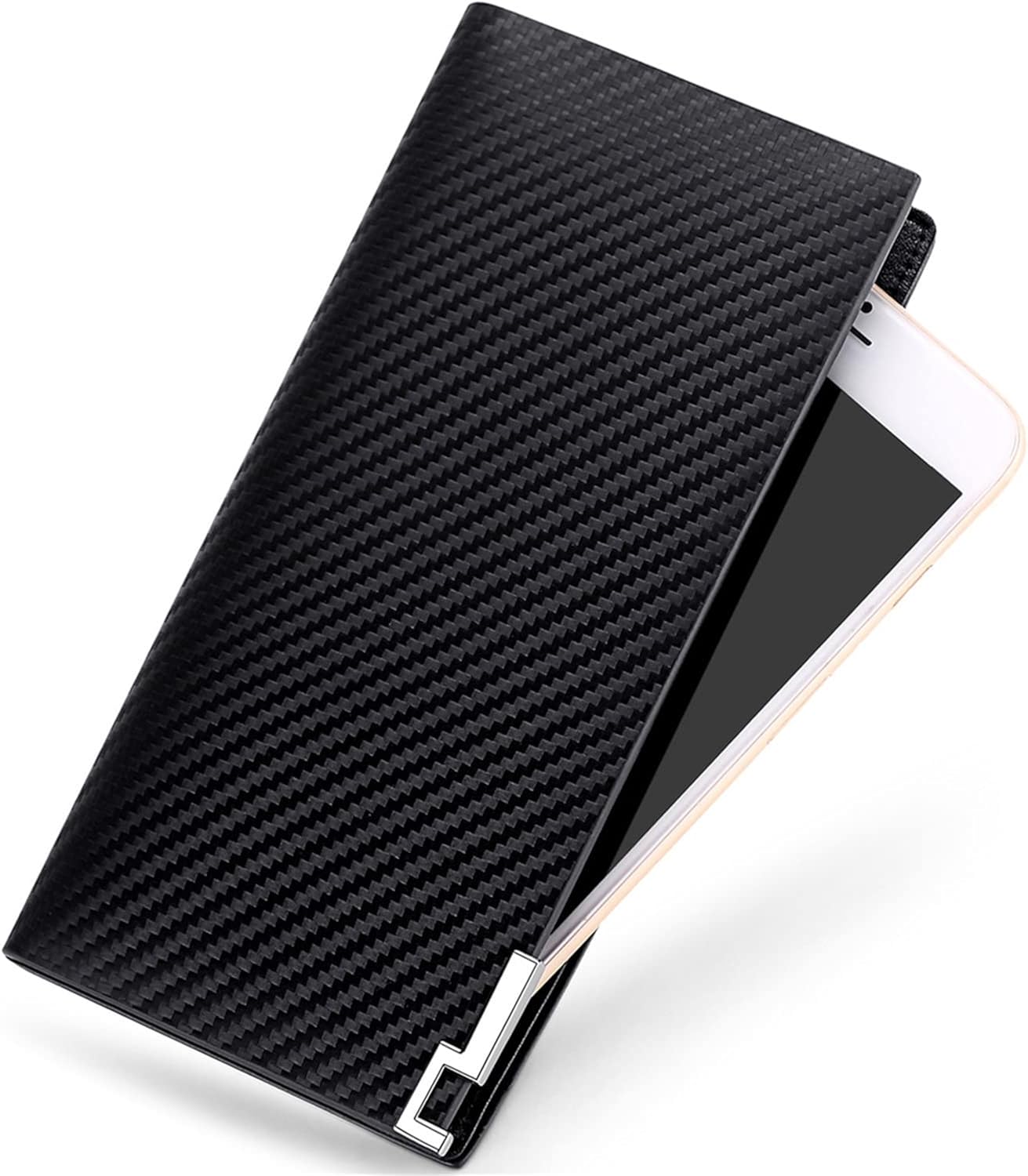 Miniatura 3 de Huztencor Carteras largas para hombre, billetera plegable de cuero con bloqueo RFID y cremallera, Cartera RFID