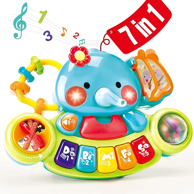 Hahaland 7-in-1 Baby Grand Piano Toy for 6-12 Months - Musical Sensory Activity