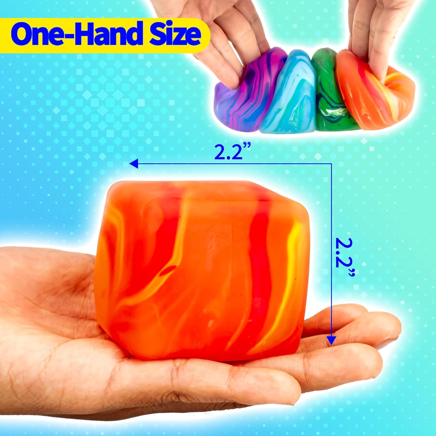 Color Swirl Squishy Stress Cubes 2-Pack: 2.25" Stress Balls for Kids & Adults | Fidget Toys for Anxiety, ADHD & Autism | Ideal Classroom Prize | OG