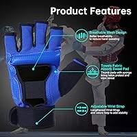 Vista 2 de Guantes de boxeo de kickboxing, guantes de boxeo para hombres, mujeres, niños, medio dedo, saco de boxeo, guantes de lucha para hombres y mujeres