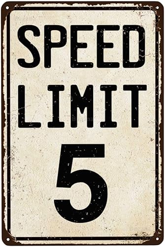 Cartel de metal vintage de límite de velocidad de 5 MPH, carteles de estaño retro para hombre, cueva, bar, garaje, habitación, calles, decoración de